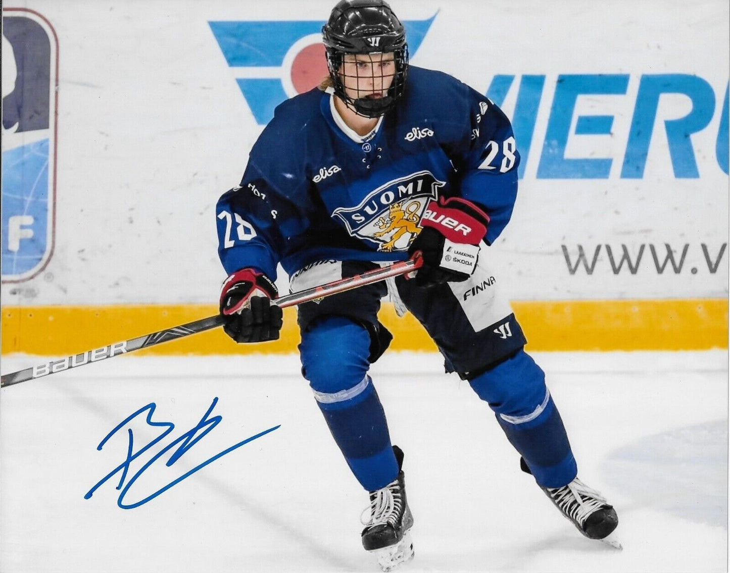 Photo 8x10 autographiée par Brad Lambert de l'équipe de Finlande des Jets de Winnipeg lors du repêchage de la LNH 2022 #1