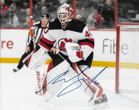 Autographed New Jersey Devils Goalie Akira Schmid Signed 8x10 Photo #2 Original
