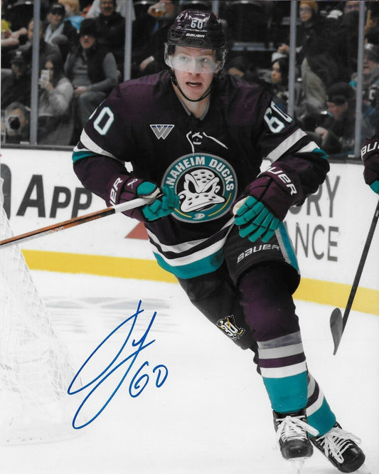 Photo autographiée 8x10 signée Jackson LaComb Anaheim Ducks #3 Original