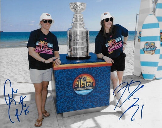 Photo 2 originale signée Alex Carpenter Hilary Knight de l'équipe américaine de hockey féminin 8x10