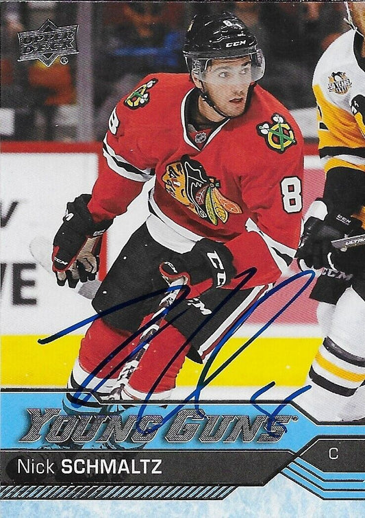 Signed Nick Schmaltz Chicago Blackhawks 2016-17 Upper Deck Young Guns Card