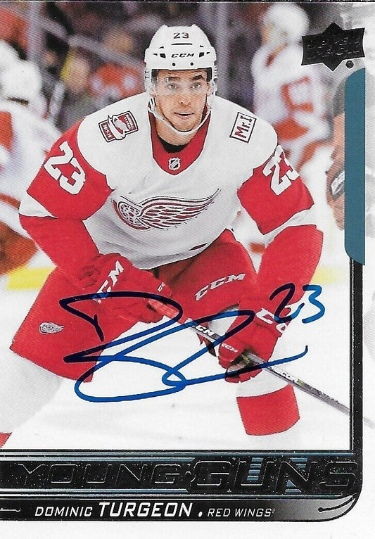 Signed Dominic Turgeon Detroit Red Wings 2018-19 Upper Deck Young Guns Card