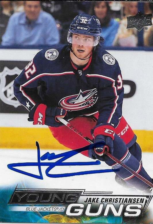 Carte de recrue Young Guns signée Jake Christiansen 2022-23 UD Columbus Blue Jackets