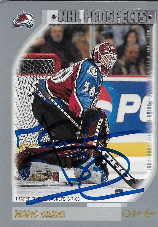 Carte de prospection originale signée Marc Denis 2000/01 O Pee Chee Colorado Avalanche
