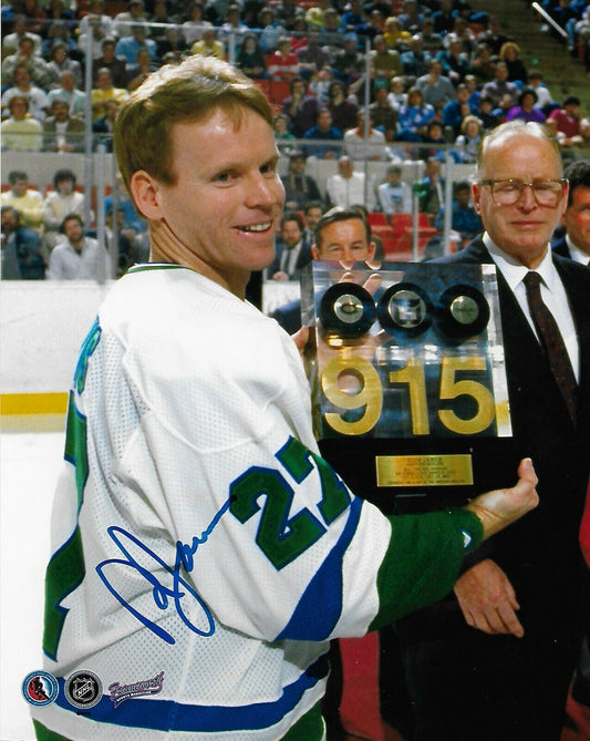 Signed Doug Jarvis Hartford Whalers Iron Man Trophy 8x10 Photo #2 Original