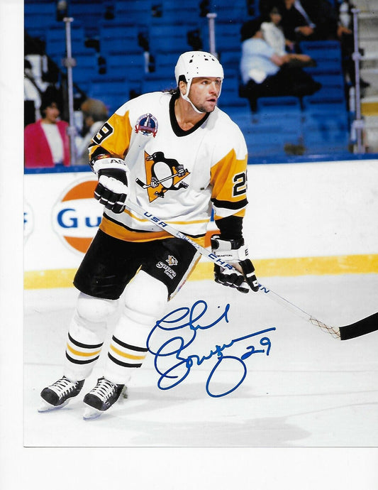 Signed Phil Bourque Pittsburgh Penguins Autographed 8x10 Photo #1 Original