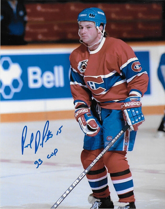 Signed Paul Dipietro Montreal Canadiens 8x10 Photo #2 with Inscription 93 Cup