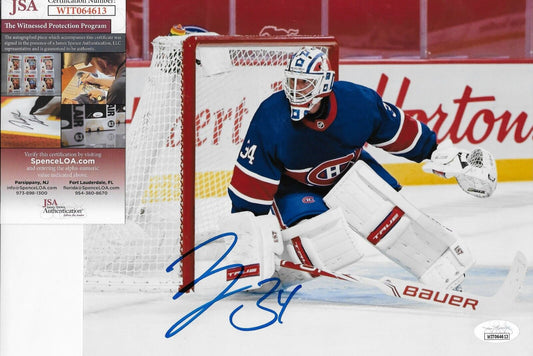 Photo 8x10 signée par Jake Allen, Canadiens de Montréal, n° 18, séance privée avec JSA