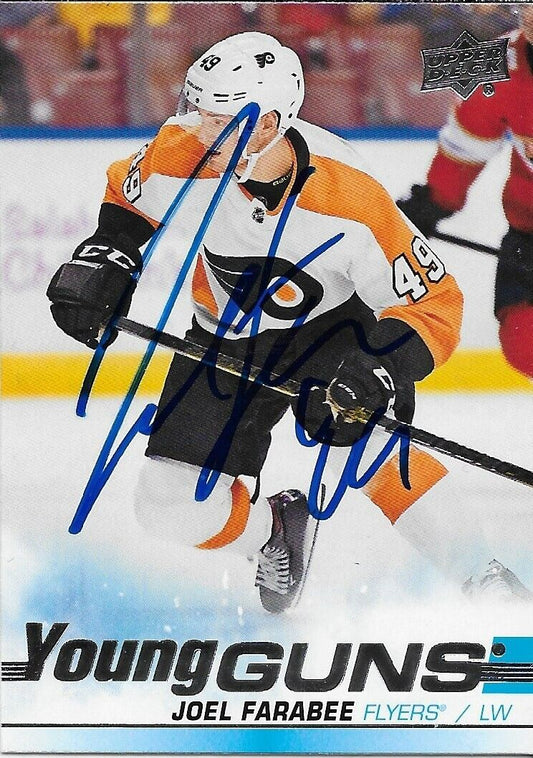 Carte de recrue Young Guns des Flyers de Philadelphie signée Joel Farabee 2019-20 UD