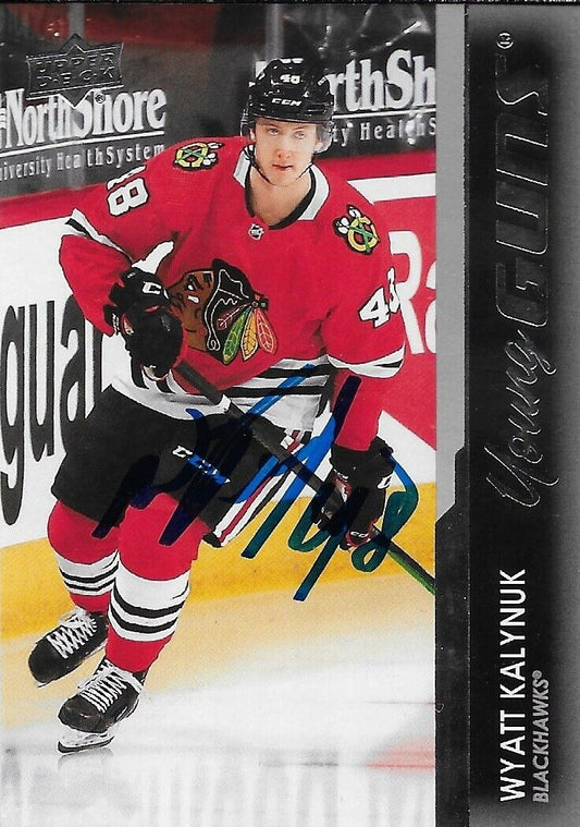 Signed Wyatt Kalynuk 2021-22 UD Chicago Blackhawks Young Guns Rookie Card