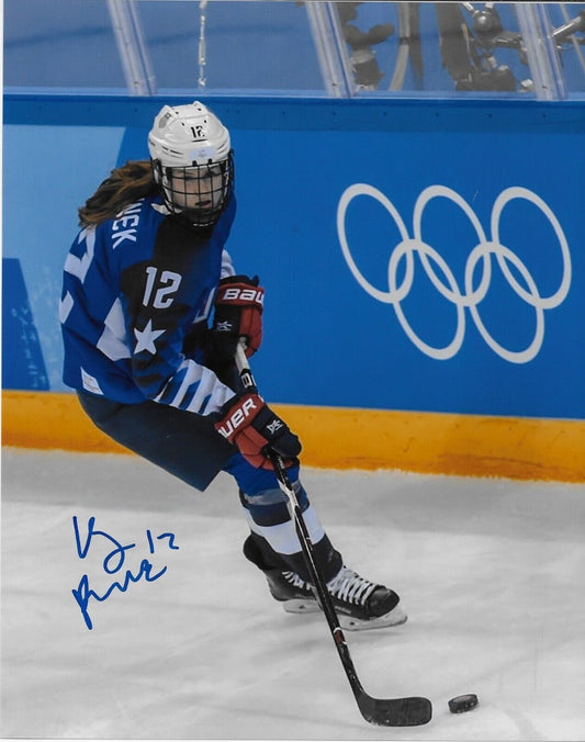 Signed Kelly Pannek Team USA Womens Hockey Olympics 8x10 Photo #2 Original