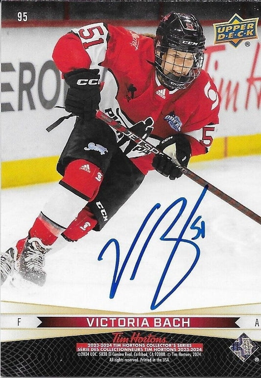 Carte Tim Hortons Upper Deck 23/24 signée Blayre Turnbull Victoria Bach originale