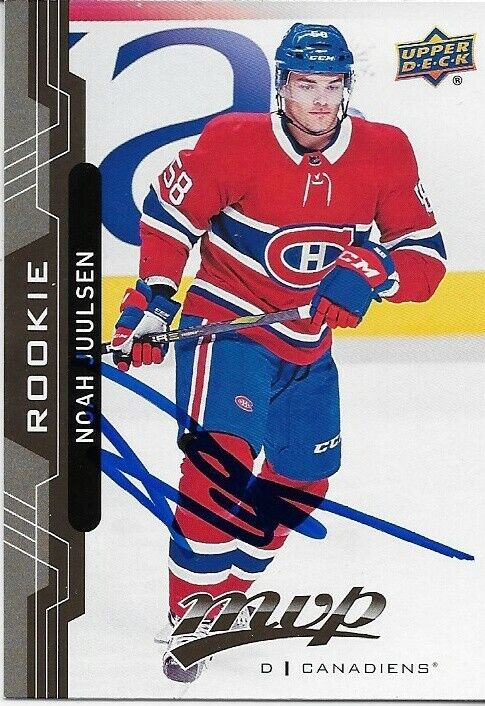 Signed Noah Juulsen UD 2018/19 MVP Montreal Canadiens Rookie Card Original