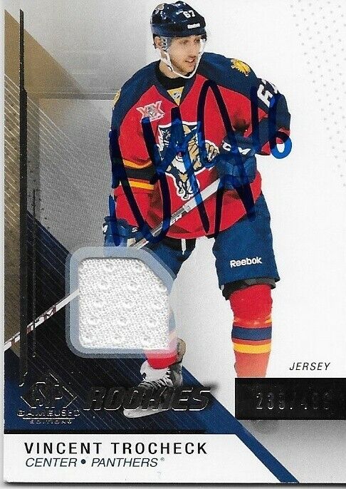 Signed Vincent Trocheck UD 14/15 SP Game Used Rookies Panthers 239/499  Card