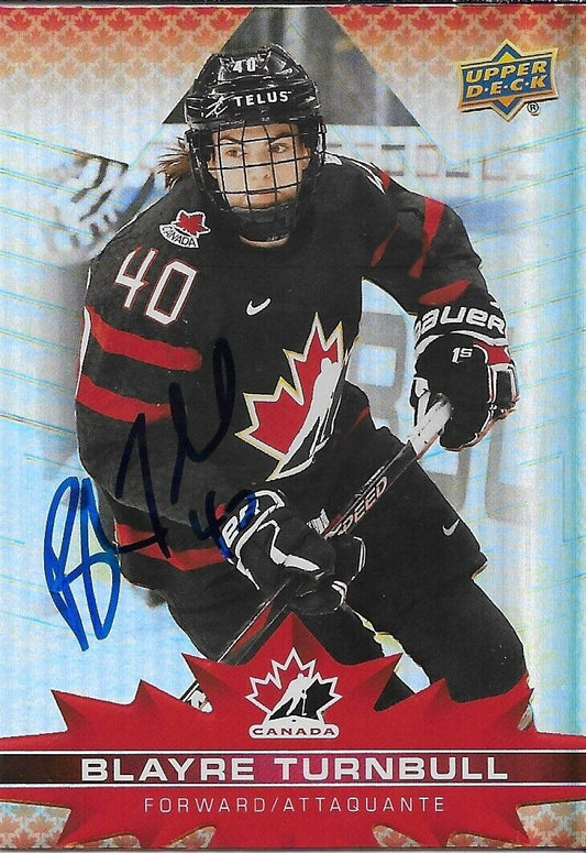 Signed Blayre Turnbull 2021/22 Upper Deck Tim Hortons Card #83 Original