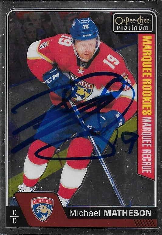 Carte signée Mike Matheson 16/17 O-Pee Chee Platinum Florida Panthers #153