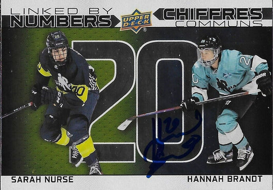 Carte Tim Hortons Upper Deck 2023/24 signée Hannah Brandt #LN-8 Original