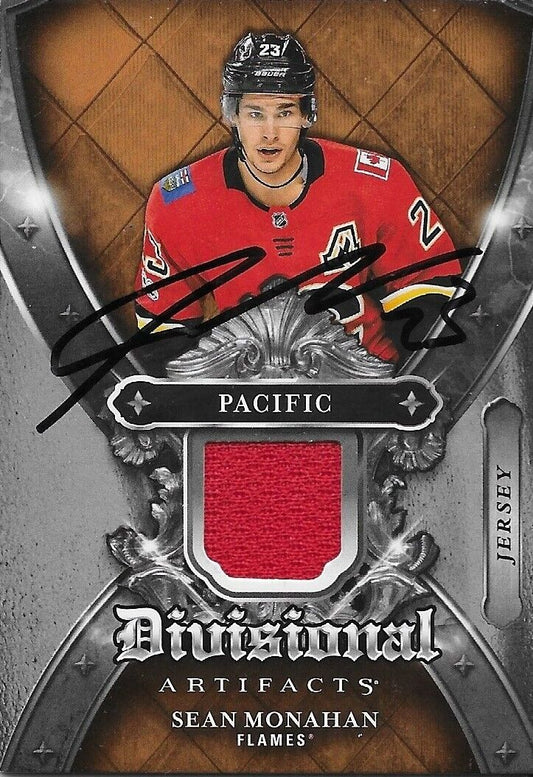 Signed Sean Monahan 2018/19 Pacific Artifacts Game Jersey  Calgary Card  # DA-SM