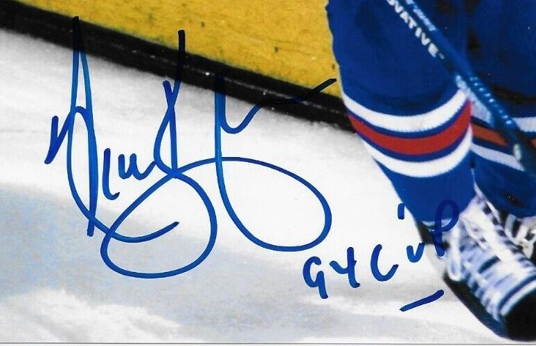 Photo 8x10 autographiée par Nick Kypreos des Rangers de New York #1 Original