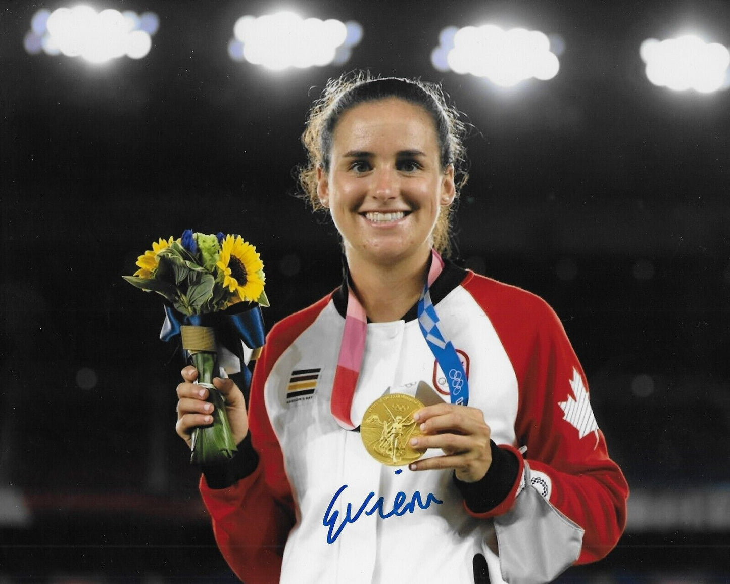 Signed Evelyne Viens Team Canada Soccer Gold 2020 Tokyo Olympics 8x10 Photo #2