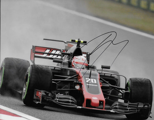 Photo 8x10 signée Kevin Magnussen Formule 1 Haas Racing #6 2018 Original