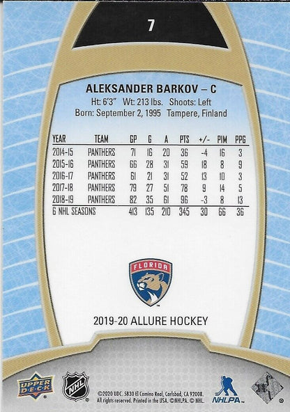 Carte signée Aleksander Barkov 2019/20 UD Allure Florida Panthers #3 originale