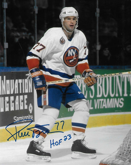 Signed Pierre Turgeon New York Islanders 8x10 Photo #8 Inscribed with HOF 23