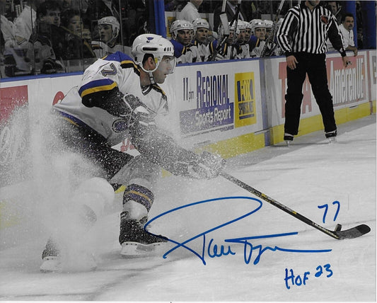 Signed Pierre Turgeon St. Louis Blues 8x10 Photo #18 Inscribed with HOF 23