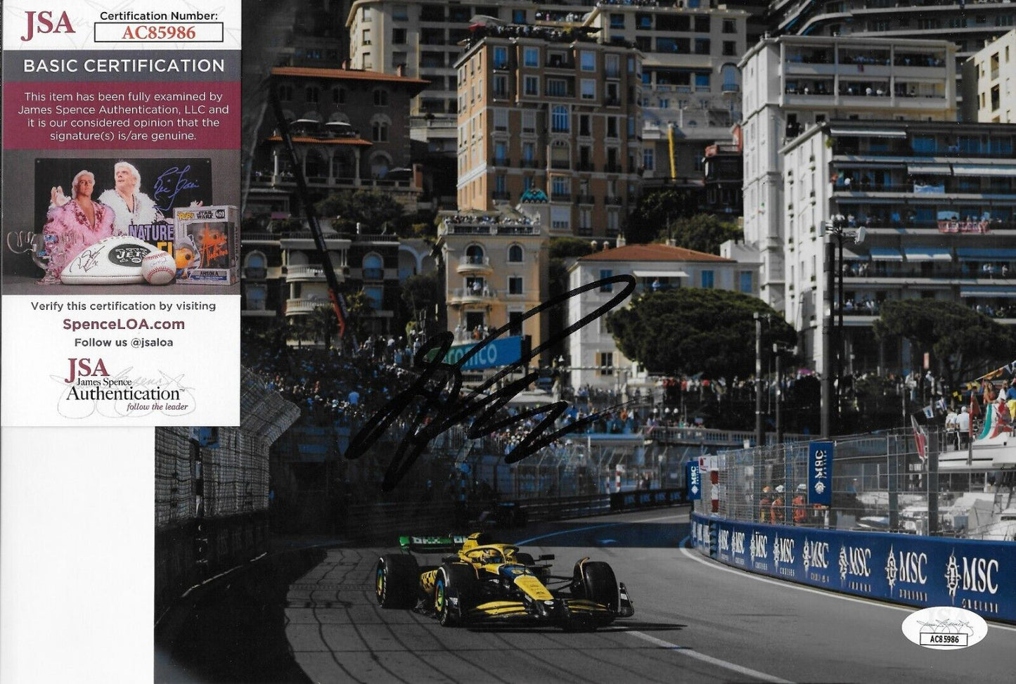 Photo 8x10 signée Oscar Piastri McLaren Mercedes Formule 1 #2 Authentification JSA
