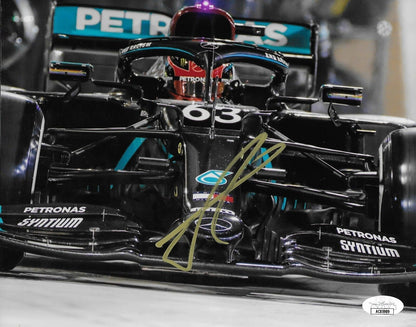 Photo 8x10 signée George Russell Mercedes Racing Formula 1 #1 Authentification JSA
