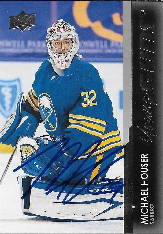 Signed Michael Houser Young Guns 21-22 Upper Deck Buffalo Sabres Rookie Card