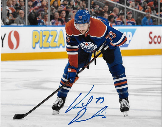 Signed Vincent Desharnais Edmonton Oilers Autographed 8x10 Photo #1 Original