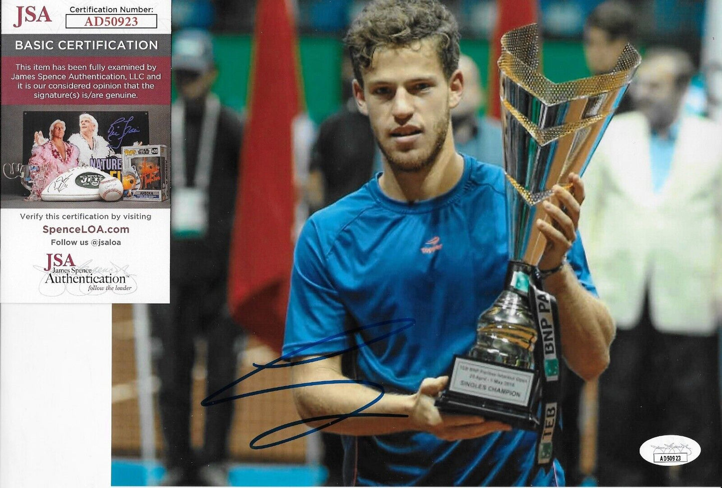 Photo originale signée Diego Schwartzman ATP Tennis 8x10 #1 avec authentification JSA
