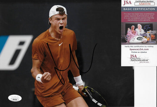 Photo originale signée Holger Rune ATP Tennis 8x10 #4 avec authentification JSA
