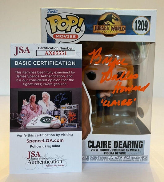 Signed Bryce Dallas Howard autographed Jurassic park Clare Funko Pop JSA Proof