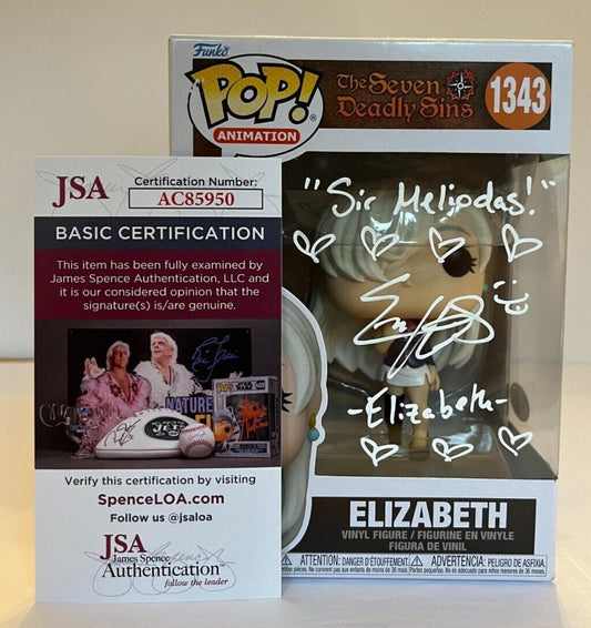 Signed Erika Harlacher autographed  Elizabeth Seven Deadly Funko Pop JSA Cert
