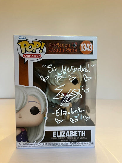 Signed Erika Harlacher autographed  Elizabeth Seven Deadly Funko Pop JSA Cert