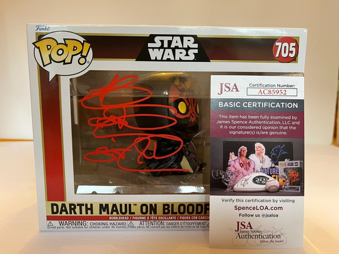 Signed Ray Park autographed Star Wars Darth Maul Funko Pop JSA Cert