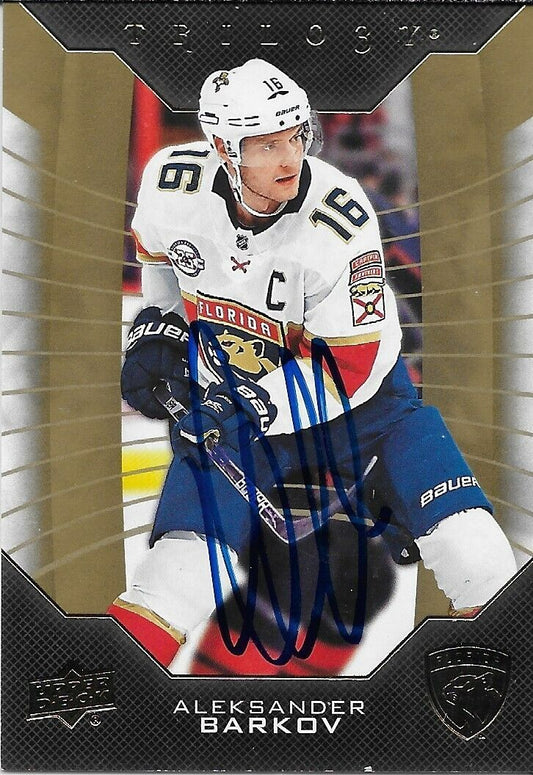 Signed Aleksander Barkov 2019/20 UD Trilogy Florida Panthers Card #6 Original