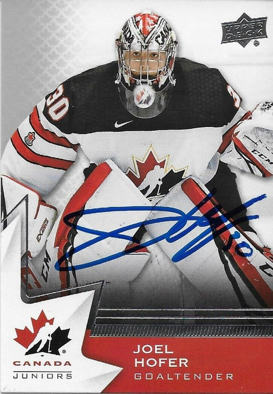 Signed Joel Hofer 2020 UD Team Canada Juniors St. Louis Blues Card #2 Original