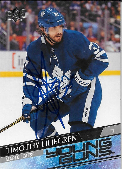 Signed Timothy Liljegren 2020-21 UD Young Guns Toronto Maple Leafs Rookie Card