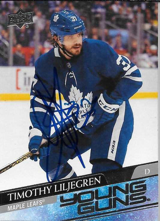 Signed Timothy Liljegren 2020-21 UD Young Guns Toronto Maple Leafs Rookie Card
