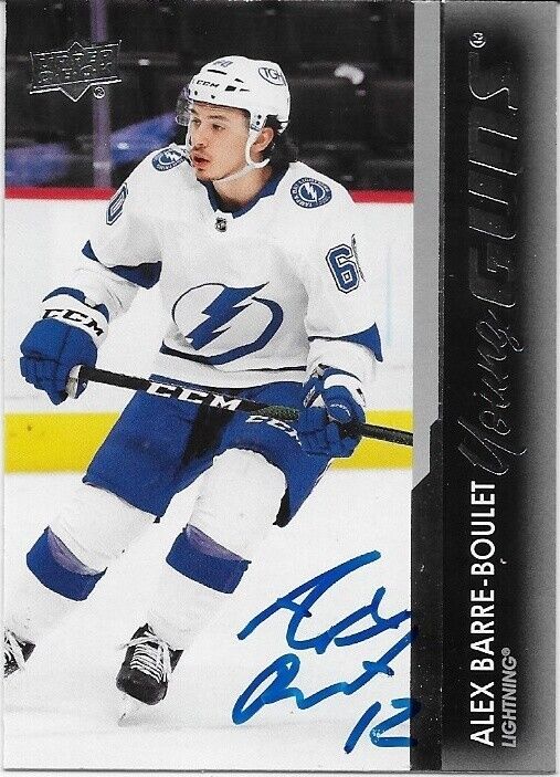 Signed Alex Barre Boulet 21-22 UD Young Guns Tampa Bay Lightning Rookie Card #1