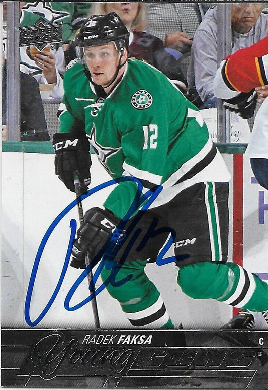 Signed Radek Faksa 2015-16 UD Young Guns Dallas Stars Rookie Card