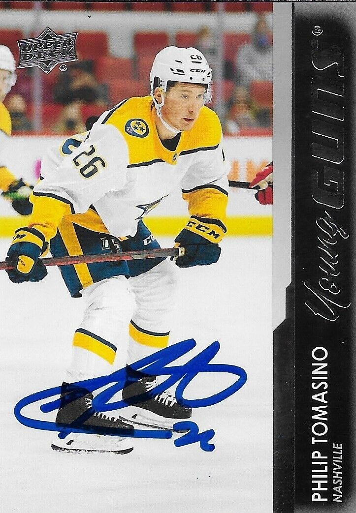 Signed Philip Tomasino Young Guns 2021-22 UD Nashville Predators Rookie Card