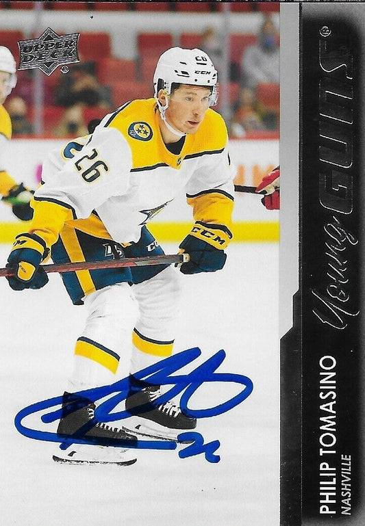 Signed Philip Tomasino Young Guns 2021-22 UD Nashville Predators Rookie Card