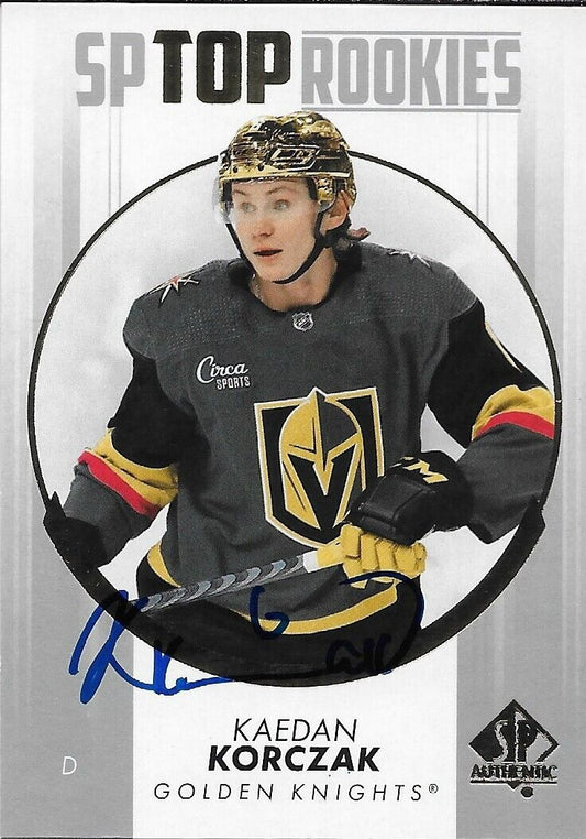 Signed Kaedan Korczak SP Top Rookies 22-23 Vegas Golden Knights Rookie Card