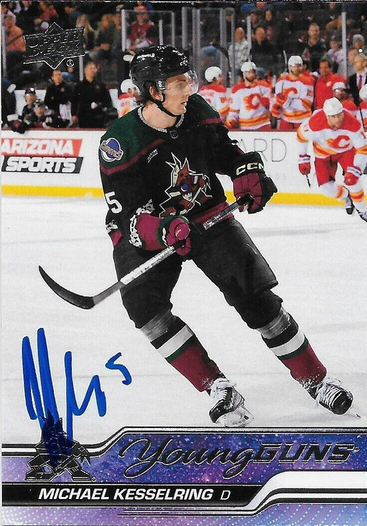 Carte de recrue signée Michael Kesselring Young Guns 2023-24 UD Arizona Coyotes
