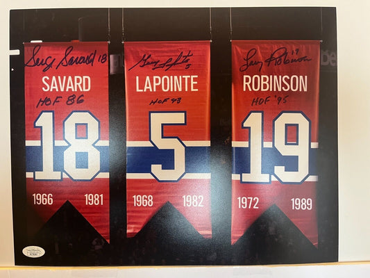 Signed Canadiens Serge Savard Guy Lapointe Larry Robinson 11x14 Photo w JSA 1d