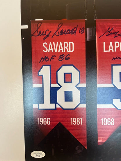 Signed Canadiens Serge Savard Guy Lapointe Larry Robinson 11x14 Photo w JSA 1d